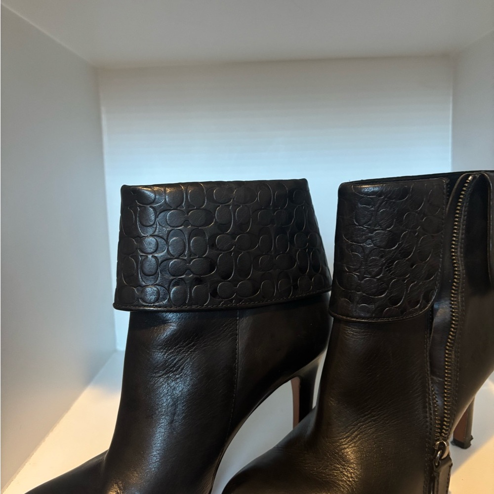 Coach Black Embossed Ankle Booties